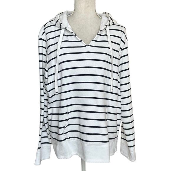 Nautica Nautical Navy White Stripe Relaxed Fit Hoodie XL - Picture 4 of 9